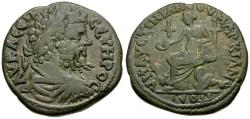 Ancient Coins - Septimius Severus (AD 193-211). Moesia Inferior. Marcianopolis. Julius Faustinianus, legatus consularis Æ26 / Kybele