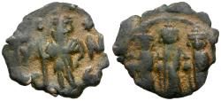 Ancient Coins - *Sear 1011* Byzantine Empire. Constans II (AD 641-668) with Constantine IV, Heraclius and Tiberius Æ Follis