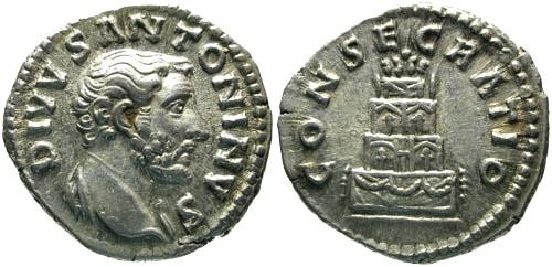 Ancient Coins - VF/VF Antoninus Pius Denarius / Funeral Pyre