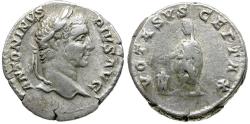 Ancient Coins - Caracalla (AD 198-217) AR Denarius / Emperor Sacrificing