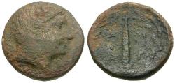 Ancient Coins - Epeiros. Ambrakia Æ19 / Obelisk