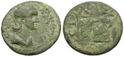 Ancient Coins - Tranquillina (AD 238-244). Pamphylia. Side Æ26 / Athena and Temple