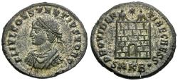 Ancient Coins - Constantius II, as Caesar (AD 324-337) Silvered Æ3 / Camp Gate
