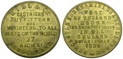 World Coins - England. Northumberland. Newcastle upon Tyne. Hill & Co. Brass 32mm Token