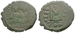 Ancient Coins - *Sear 360* Byzantine Empire. Justin II (AD 565-578) with Sophia &#198; Follis
