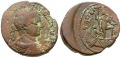 Ancient Coins - Elagabalus (AD 218-222). Phoenicia. Berytus Æ27 / Poseidon in Galley