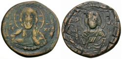 Ancient Coins - *Sear 1867* Byzantine Empire. Anonymous. Class G Æ Follis / Christ and Virgin