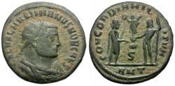 Ancient Coins - Galerius, as Caesar (AD 293-305) Æ Antoninianus / Emperor and Jupiter