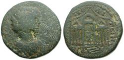 Ancient Coins - Julia Soaemias (AD 218-222). Phoenicia. Tripolis Æ26 / Astarte in Temple