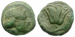 Ancient Coins - Caria. Rhodos Æ10 / Rose