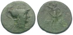 Ancient Coins - Aeolis. Temnos Æ14 / Athena
