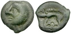 Ancient Coins - Ancient France. Celtic Gaul. Leuci Tribe Potin / Bald Head