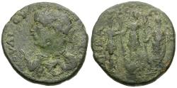 Ancient Coins - Valerian I (AD 253-260). Bithynia. Nicaea Æ25 / Valerian, Gallienus and Priest