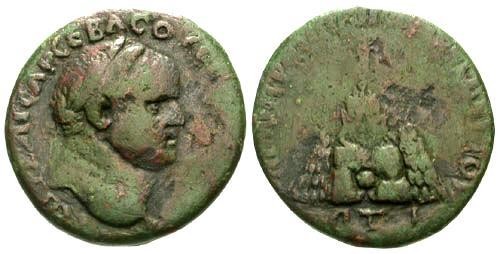 Ancient Coins - aVF/F Vespasian Cappadocia Caesarea AE27 / Mount Argaeus