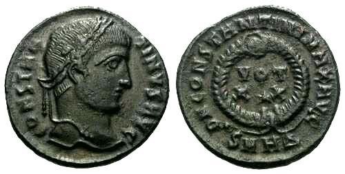Ancient Coins - VF+ Constantine I AE3 / Votive / R2