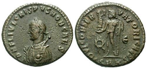 Ancient Coins - aVF/aVF Crispus as Ceasar AE Follis / Jupiter
