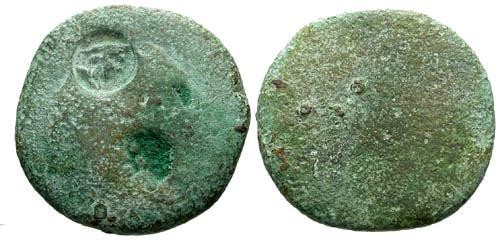 Ancient Coins - Counterstamped Bronze Hermes