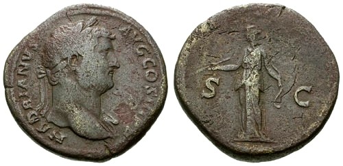 Ancient Coins - gF+/gF Hadrian AE Sestertius / Diana