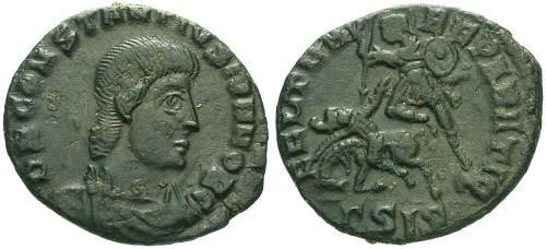 Ancient Coins - aVF/aVF Constantius Gallus Half Centenionalis / Spearing Fallen Horseman