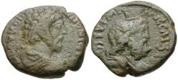 Ancient Coins - Commodus (AD 177-192). Samaria. Caesarea Maritima Æ24 / Sarapis