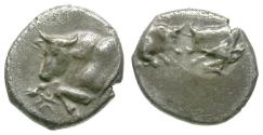 Ancient Coins - Satraps of Caria. Hydissos AR Hemiobol / Bulls