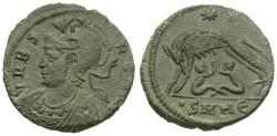 Ancient Coins - Constantine I the Great (AD 310-337). Constantinople Commemorative Æ3 / Wolf and Twins