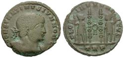 Ancient Coins - Constantius II, as Caesar (AD 324-337) Æ3 / Soldiers and Standards
