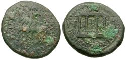 Ancient Coins - Tiberius (AD 14-37). Spain. Carthago Nova Æ20 / Temple