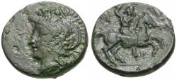 Ancient Coins - Thessaly. Pharsalos Æ15 / Horseman with Mace