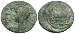 Ancient Coins - Nerva (AD 96-98). Mysia. Parium Æ18 / Founder Ploughing