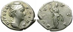 Ancient Coins - Diva Faustina I (died AD 141) AR Denarius / Ceres