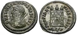 Ancient Coins - Crispus, Caesar (AD 317-326) Silvered Æ3 / Campgate