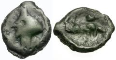 Ancient Coins - Ancient France. Celtic Gaul. Loire Moyenne Tribe Potin / Wolf
