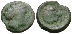 Ancient Coins - Thessaly. Pherai Æ17 / Lion Fountain