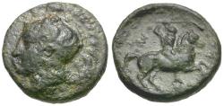 Ancient Coins - Thessaly. Pharsalos Æ12 / Horseman with Mace