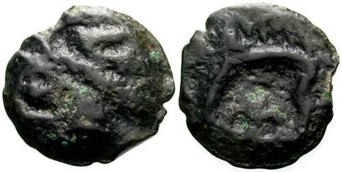 Ancient Coins - F/F Leuci Tribe Potin / Wild Man & Boar