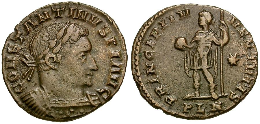 Constantine I the Great Æ Follis / Prince standing | Roman Imperial Coins