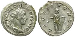 Ancient Coins - Philip I (AD 244-249) AR Antoninianus / Laetitia