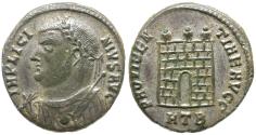 Ancient Coins - Licinius I (AD 308-324) Silvered Æ Follis / Campgate