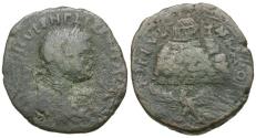 Ancient Coins - Philip II (AD 247-249). Samaria. Neapolis Æ27 / Temple Complex