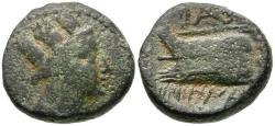 Ancient Coins - Phoenicia. Arados Æ18 / Prow