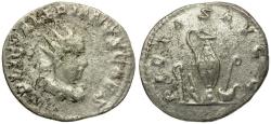 Ancient Coins - Valerian II Caesar (AD 256-258) AR Antoninianus / Priestly Implements