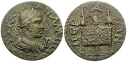 Ancient Coins - Gallienus (AD 253-268). Pamphylia. Perga Æ29 / Three Purses