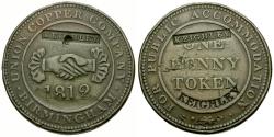 World Coins - England. Warwickshire. Birmingham. Union Copper Company Æ36 Penny