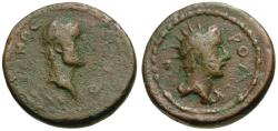 Ancient Coins - Antoninus Pius (AD 138-161). Caria. Rhodos Æ19 / Bust of Helios