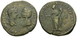 Ancient Coins - Elagabalus (AD 218-222) with Julia Maesa. Moesia Inferior. Marcianopolis. Julius Antonius Seleucus, hegemon Æ26 / Liberalitas