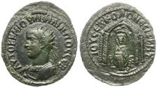 Ancient Coins - Philip II, as Caesar (AD 244-247). Mesopotamia. Nisibis Æ25 / Temple