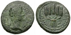 Ancient Coins - Claudius (AD 41-54). Lydia. Philadelphia. Mantios, magistrate Æ18 / Grain Ears