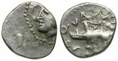Ancient Coins - Ancient France. Celtic Gaul. Sequani Tribe AR Quinarius / Boar