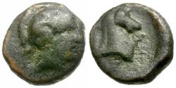 Ancient Coins - Thessaly. Pharsalos Æ11 / Horse Head